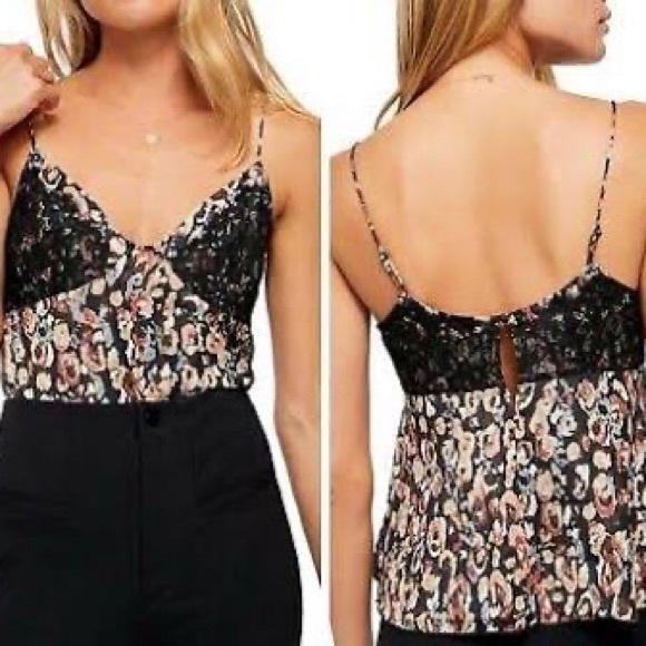 FP Movement by Free People Tops - FREE PEOPLE SWEET DREAMS BLACK LACE SPAGHETTI STRAPS TOP!